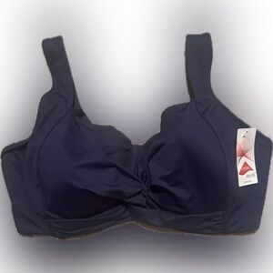 NWT Sz 20W G Lands' End Navy Bikini Top w/ twist front